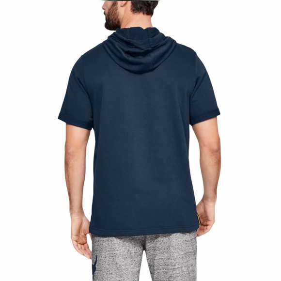 🌿Sale🌿 Under Armour x Project Rock Short Sl Hoodie Blue Men's Size 1345818 408 - Picture 3 of 4